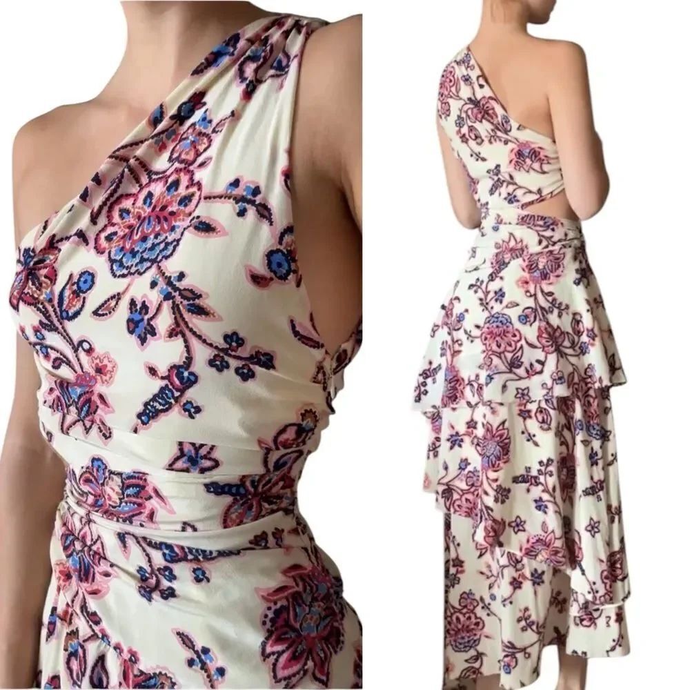 A.L.C. Yolanda Maxi Cream Dress Asymmetrical Size XS
